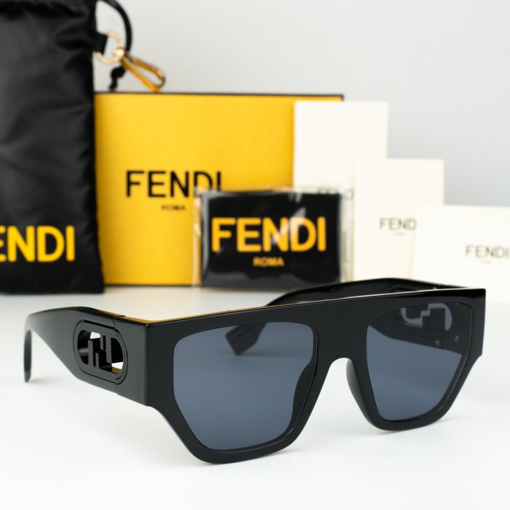 Fendi O'LOCK Women Sunglasses Geometric Black Blue FE40108U 01V BRAND NEW